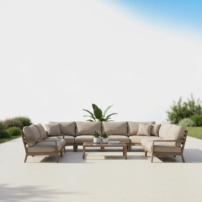 Outdoor patio setup with furniture