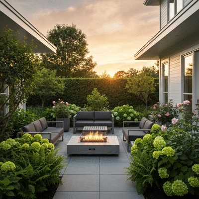 Backyard Oasis with Fire Pit