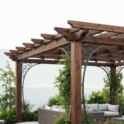 Custom pergola design showcasing outdoor living space