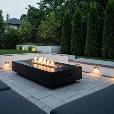 Stylish modern fire pit setup