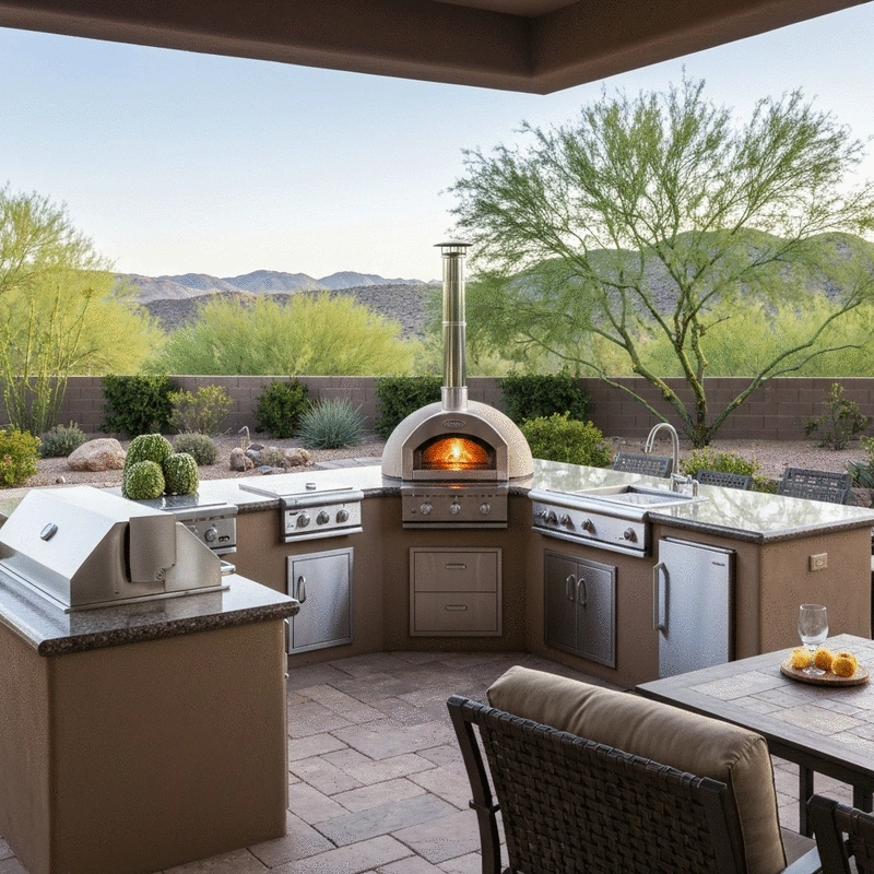 Outdoor Kitchen with Pizza Oven Cave Creek, DC Ranch