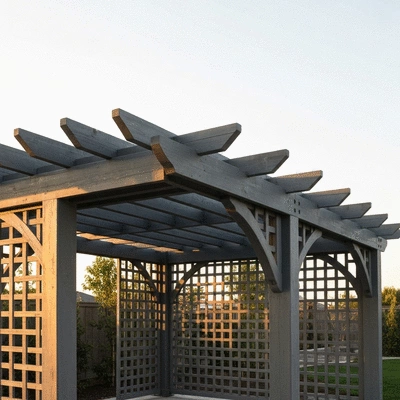 Stylish pergola in a backyard setting