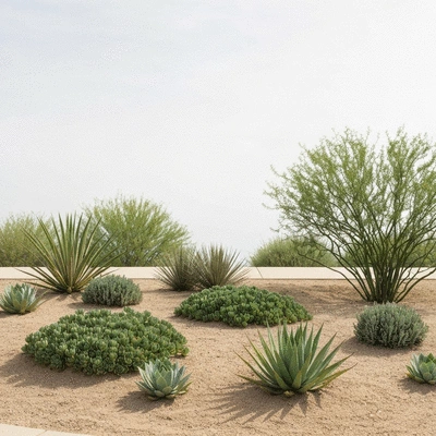 Desert-adapted landscaping with native plants