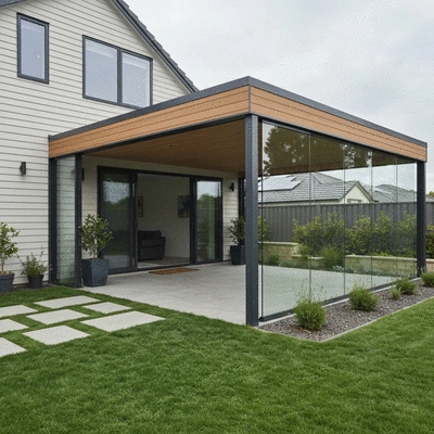 Customized Alumawood patio cover in a backyard