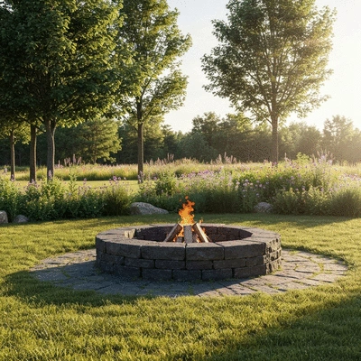 Fire pit in a beautiful outdoor setting