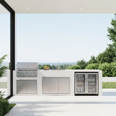 Outdoor kitchen setup with a view