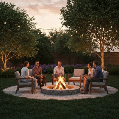 Cozy fire pit setup in a backyard