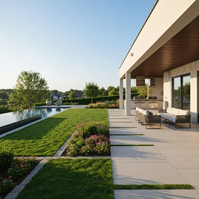 Beautifully designed backyard with modern features