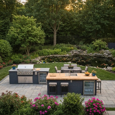 Beautiful backyard with outdoor kitchen