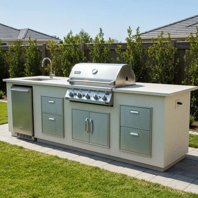 Image of a custom BBQ island setup
