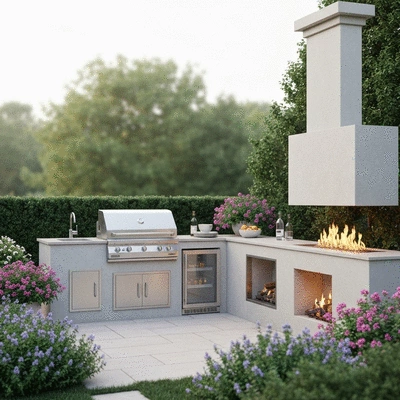 Luxury outdoor kitchen setting