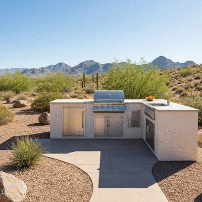 Heat-resistant outdoor kitchen in an Arizona setting