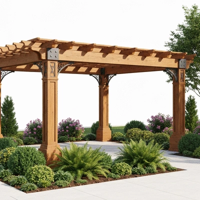 Customized pergola with landscaping