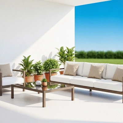 Beautiful outdoor patio setup with furniture