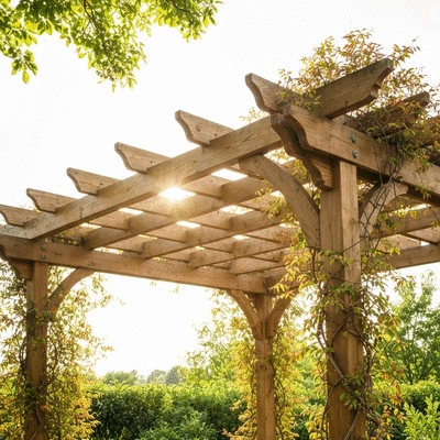 A beautifully designed pergola in an outdoor setting