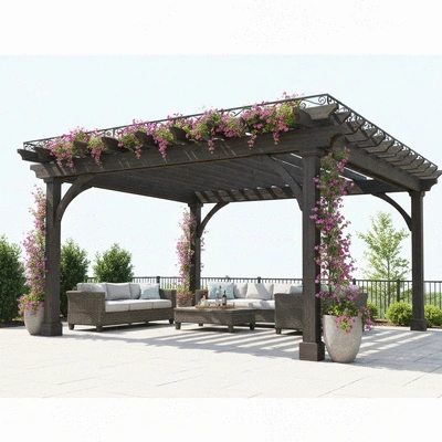 Stylish pergola setup in an outdoor living space