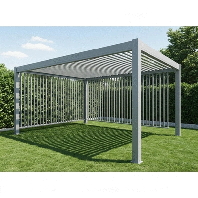 Aluminum pergola providing shade in a backyard