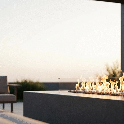 Fire feature in outdoor space
