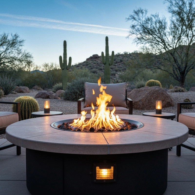 Winter Fire Pit Installation in Cave Creek Foothills