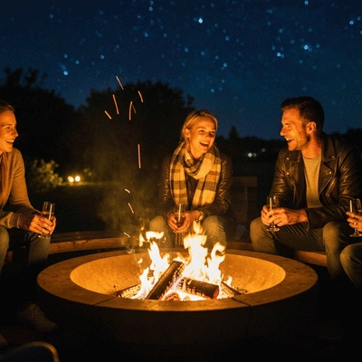Cozy outdoor fire pit gathering