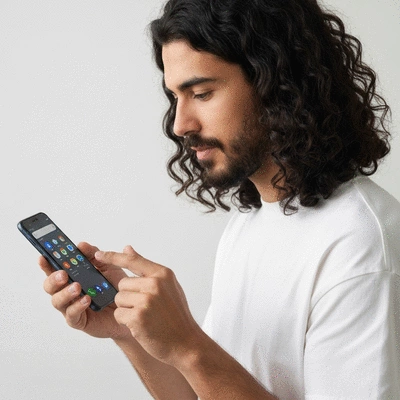 User using UltraTech Smartphone